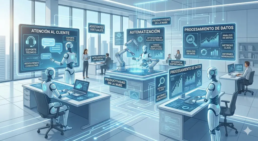 trabajadores virtuales inteligencia artificial automatización empresas asistentes virtuales IA