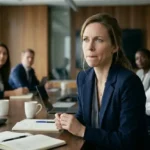 persona bloqueada al hablar en público en una reunión de trabajo