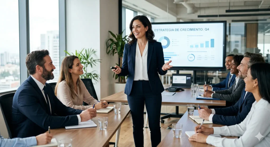 persona hablando en publico con seguridad metodo bravo presentacion profesional