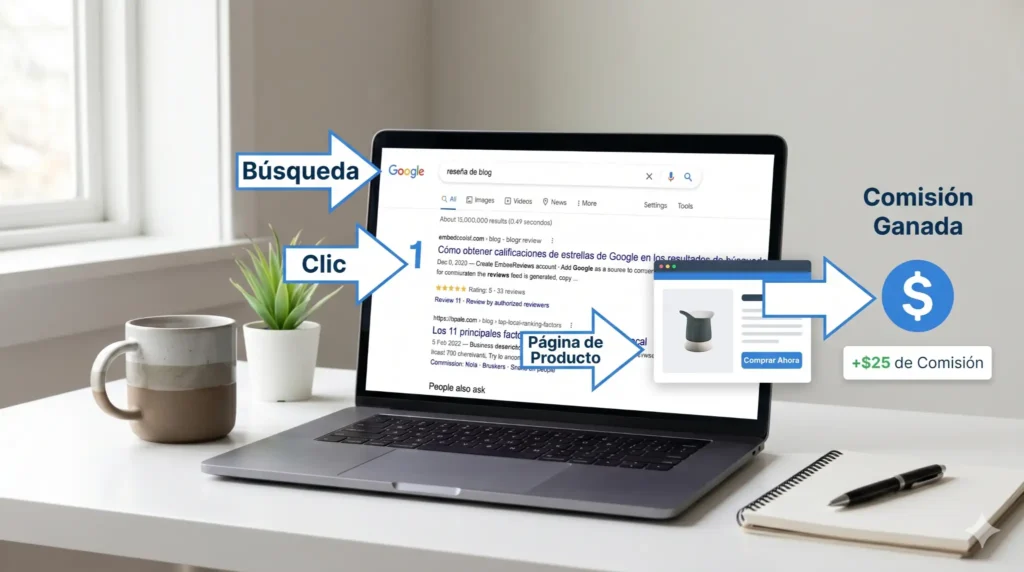como funciona sistema reseñas google afiliacion paso a paso